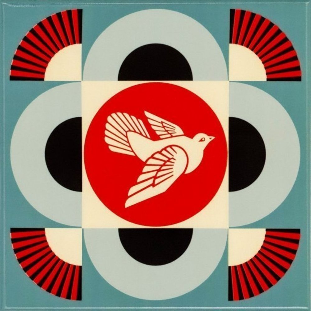 SHEPARD FAIREY - GEOMETRIC DOVE - CERAMIC SCULPTURE - BLUE - OBEY